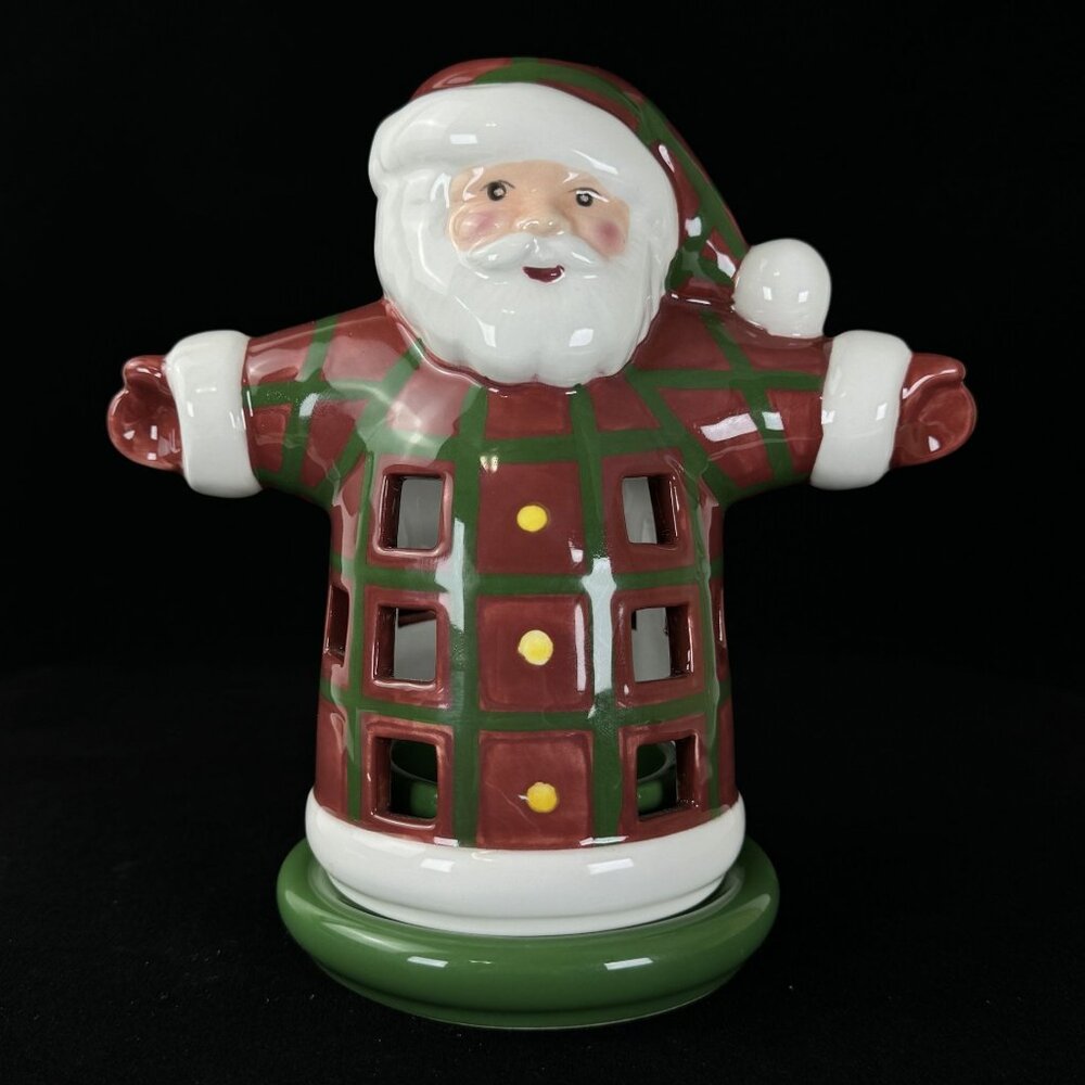 Mikasa Santa Tea Light Votive Candle Holder Oil Top Christmas Red Ceramic 6"